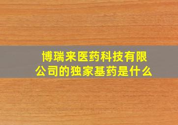 博瑞来医药科技有限公司的独家基药是什么