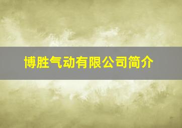 博胜气动有限公司简介