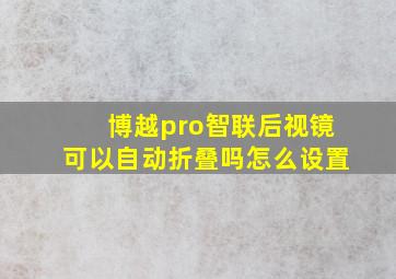 博越pro智联后视镜可以自动折叠吗怎么设置