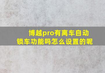 博越pro有离车自动锁车功能吗怎么设置的呢