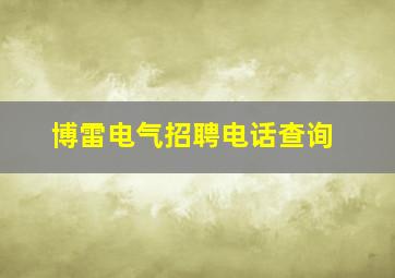 博雷电气招聘电话查询