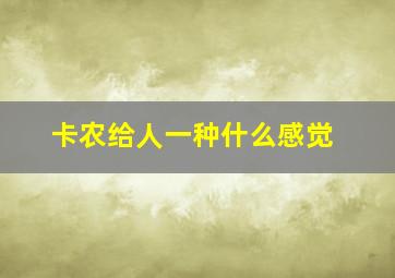 卡农给人一种什么感觉