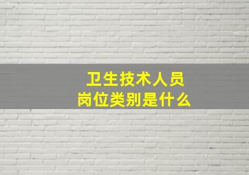 卫生技术人员岗位类别是什么