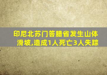 印尼北苏门答腊省发生山体滑坡,造成1人死亡3人失踪