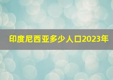 印度尼西亚多少人口2023年