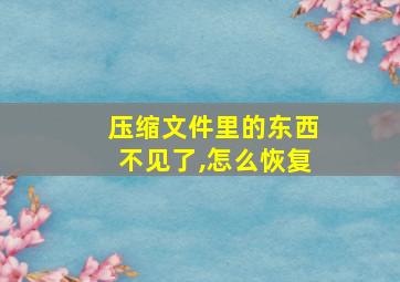 压缩文件里的东西不见了,怎么恢复