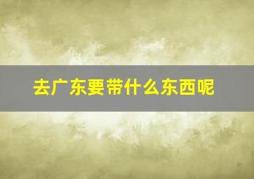 去广东要带什么东西呢