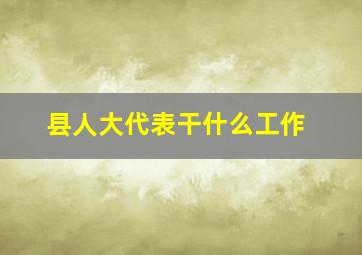 县人大代表干什么工作