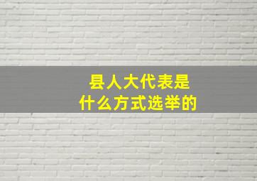 县人大代表是什么方式选举的