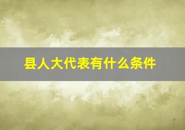 县人大代表有什么条件