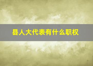 县人大代表有什么职权