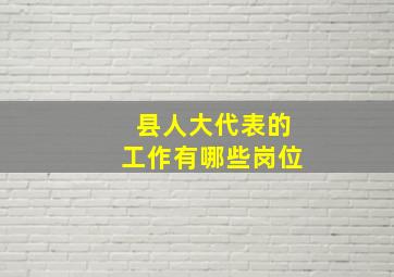 县人大代表的工作有哪些岗位