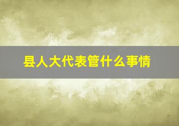 县人大代表管什么事情