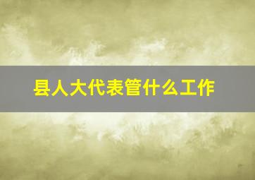 县人大代表管什么工作