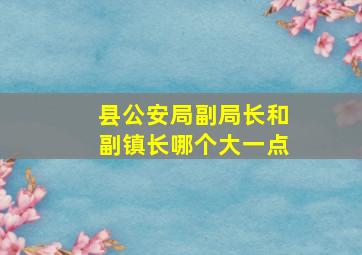 县公安局副局长和副镇长哪个大一点