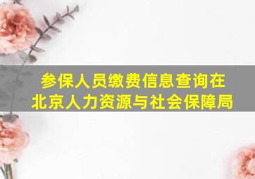 参保人员缴费信息查询在北京人力资源与社会保障局