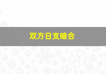 双方日支暗合