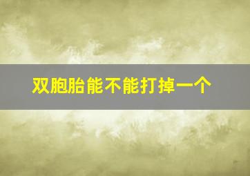 双胞胎能不能打掉一个