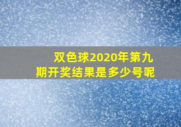 双色球2020年第九期开奖结果是多少号呢