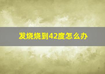 发烧烧到42度怎么办