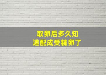 取卵后多久知道配成受精卵了