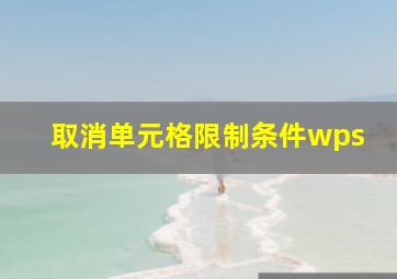 取消单元格限制条件wps