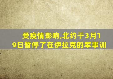 受疫情影响,北约于3月19日暂停了在伊拉克的军事训