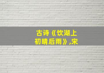 古诗《饮湖上初晴后雨》,宋