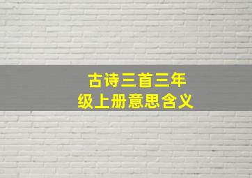 古诗三首三年级上册意思含义