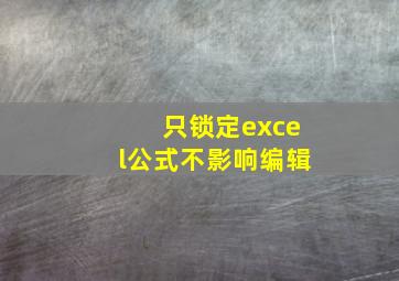 只锁定excel公式不影响编辑