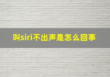 叫siri不出声是怎么回事