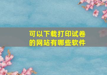 可以下载打印试卷的网站有哪些软件