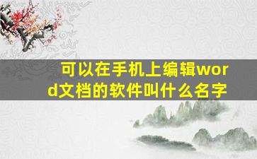 可以在手机上编辑word文档的软件叫什么名字