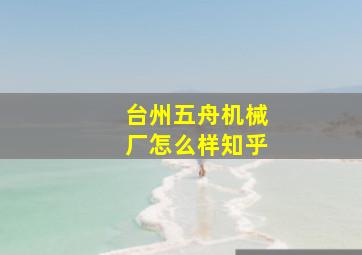 台州五舟机械厂怎么样知乎