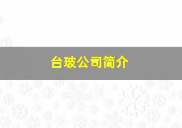 台玻公司简介