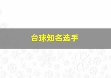 台球知名选手