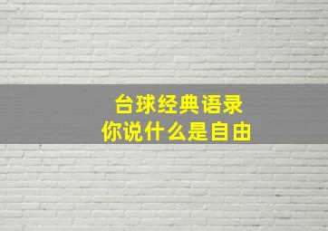 台球经典语录你说什么是自由