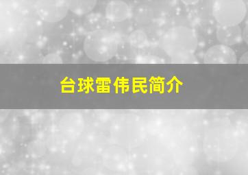 台球雷伟民简介