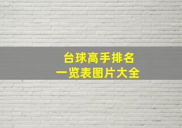 台球高手排名一览表图片大全