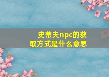 史蒂夫npc的获取方式是什么意思