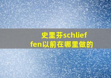 史里芬schlieffen以前在哪里做的