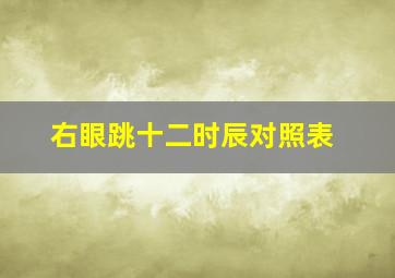 右眼跳十二时辰对照表