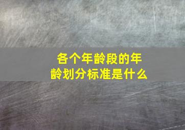 各个年龄段的年龄划分标准是什么