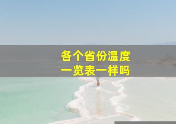 各个省份温度一览表一样吗