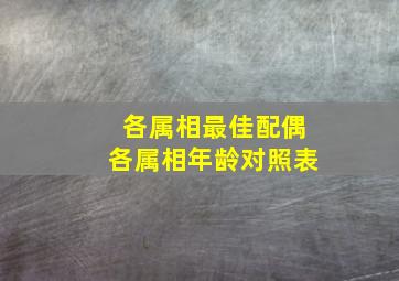 各属相最佳配偶各属相年龄对照表