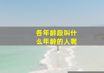 各年龄段叫什么年龄的人呢