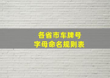 各省市车牌号字母命名规则表