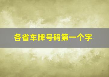 各省车牌号码第一个字