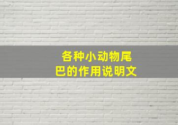 各种小动物尾巴的作用说明文