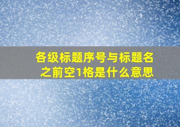 各级标题序号与标题名之前空1格是什么意思